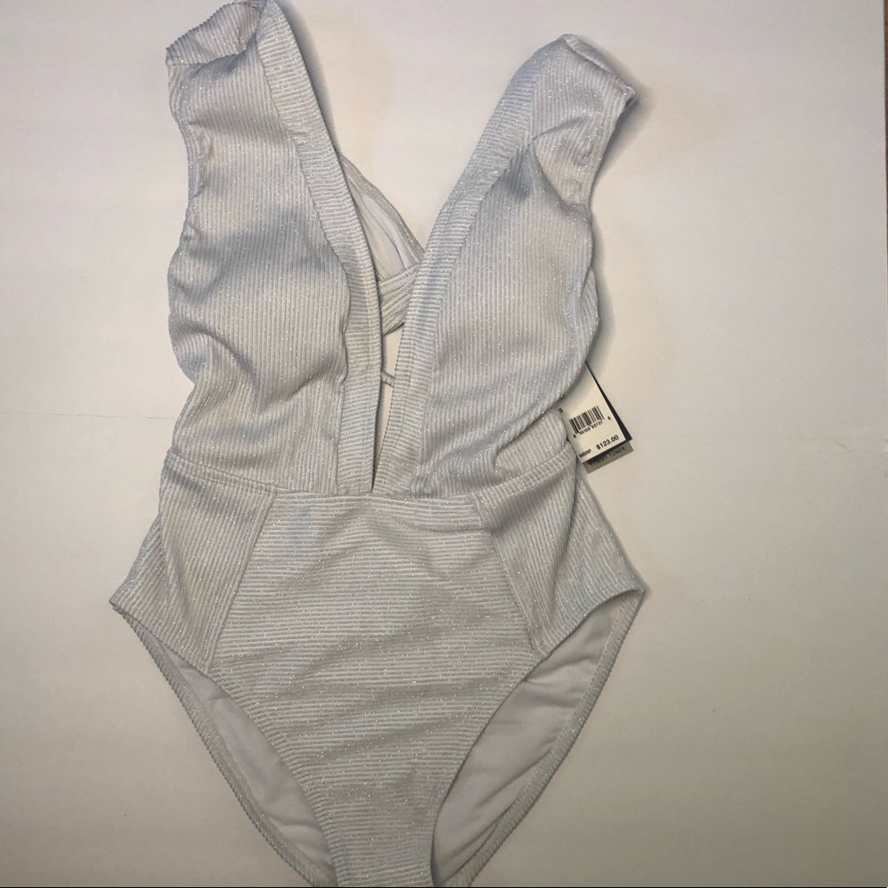 Small Kenneth Cole Shimmer Plunge Swimsuit